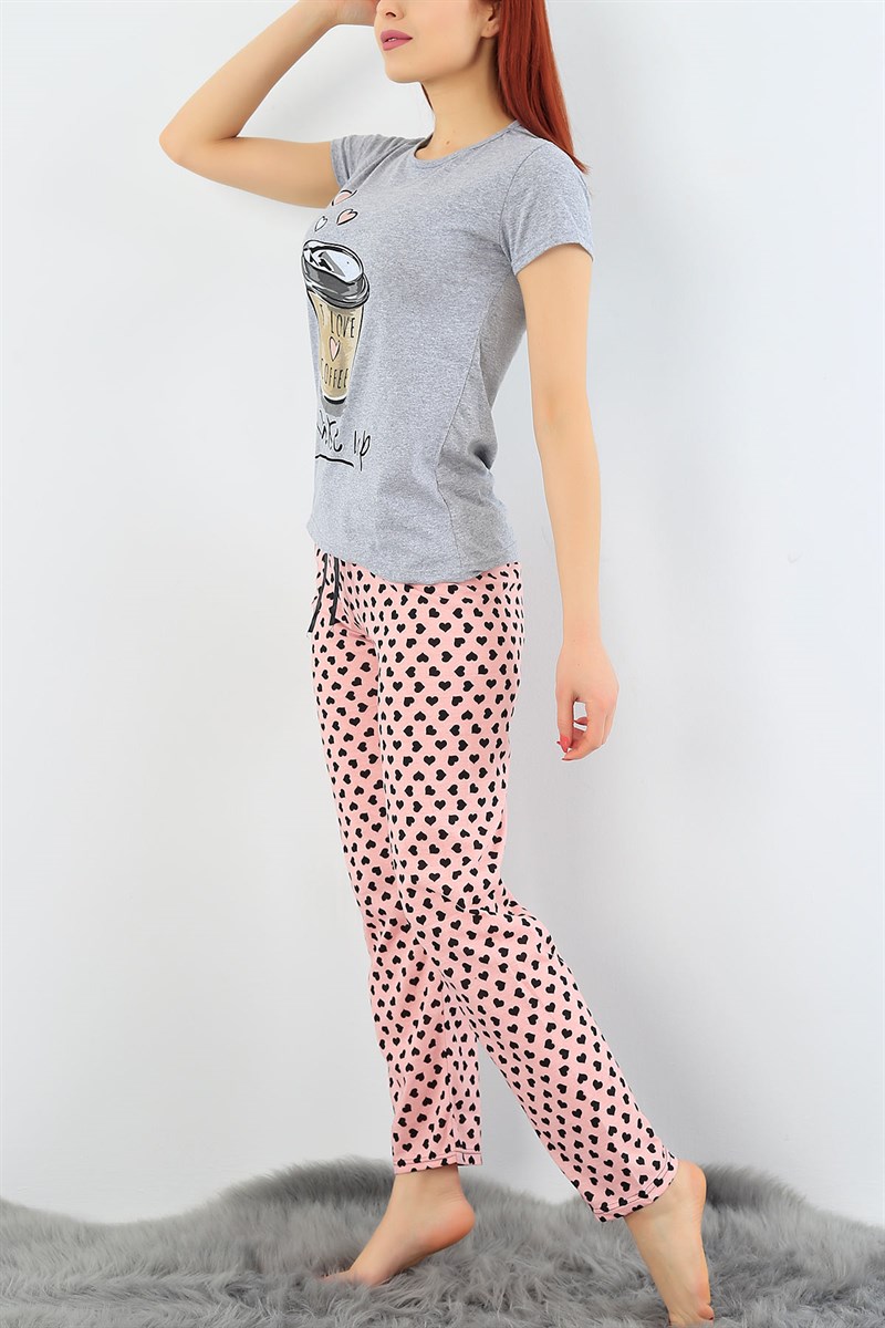 Baskılı Likralı Bayan Pijama Takımı 30799