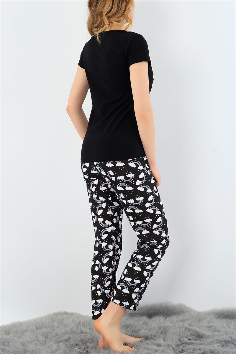 Baskılı Likralı Bayan Pijama Takımı 30804