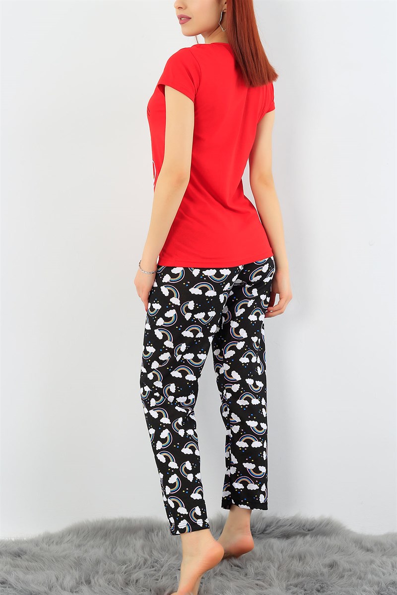 Baskılı Likralı Bayan Pijama Takımı 30806