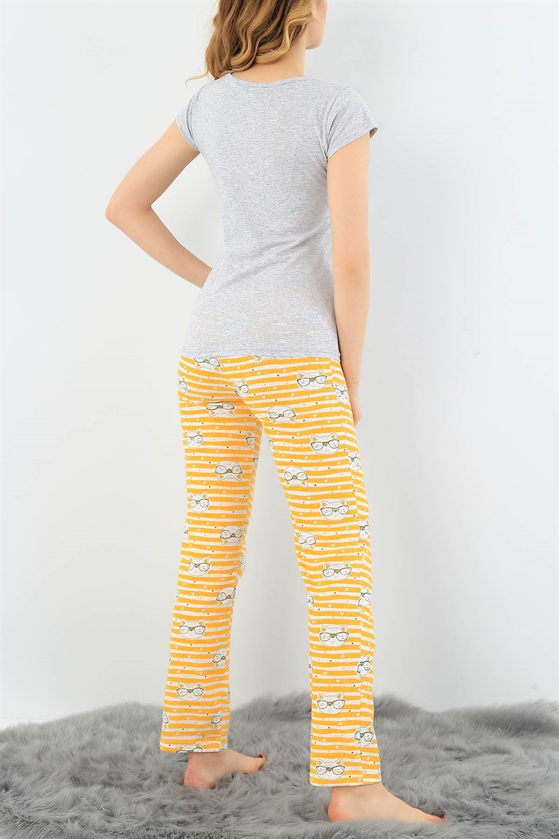 Baskılı Likralı Bayan Pijama Takımı 30809