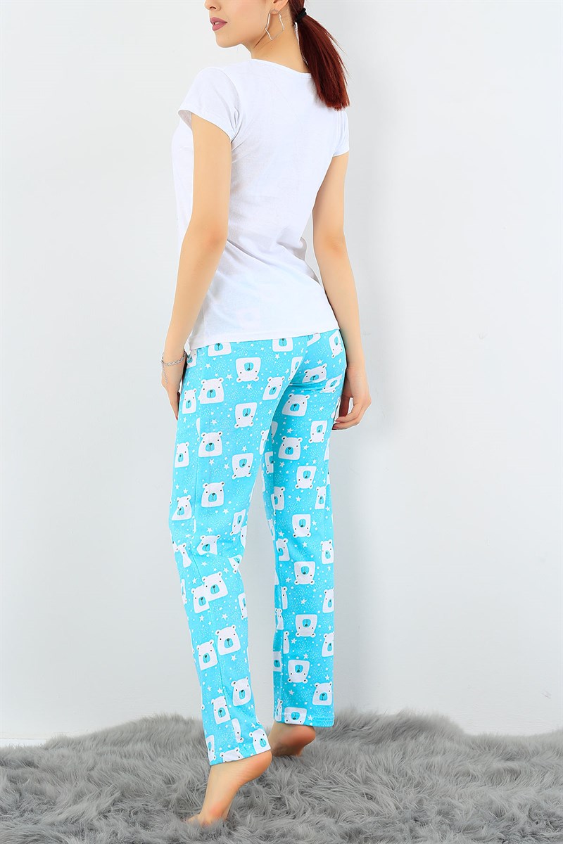 Baskılı Likralı Bayan Pijama Takımı 30818