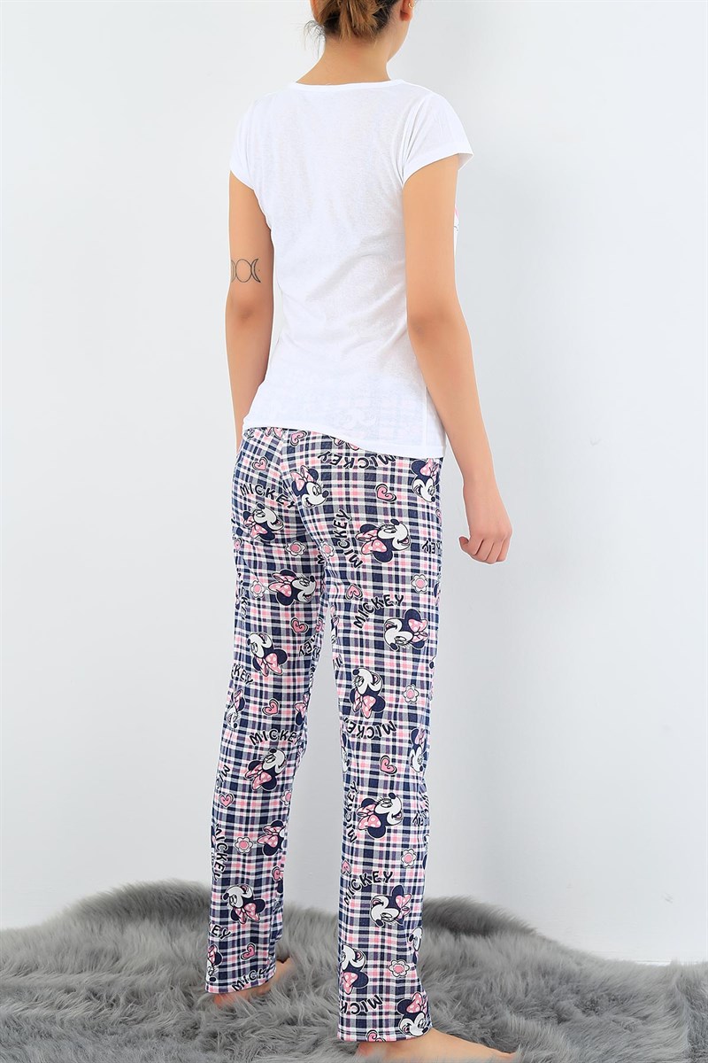 Baskılı Likralı Bayan Pijama Takımı 30822