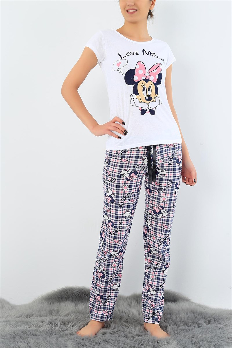 Baskılı Likralı Bayan Pijama Takımı 30822