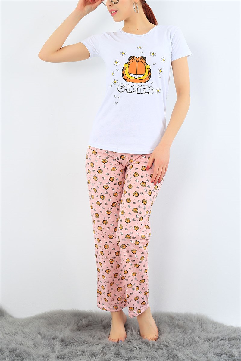 Baskılı Likralı Bayan Pijama Takımı 30978