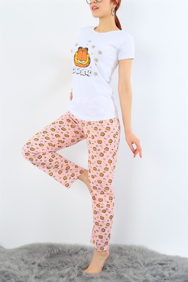 Baskılı Likralı Bayan Pijama Takımı 30978