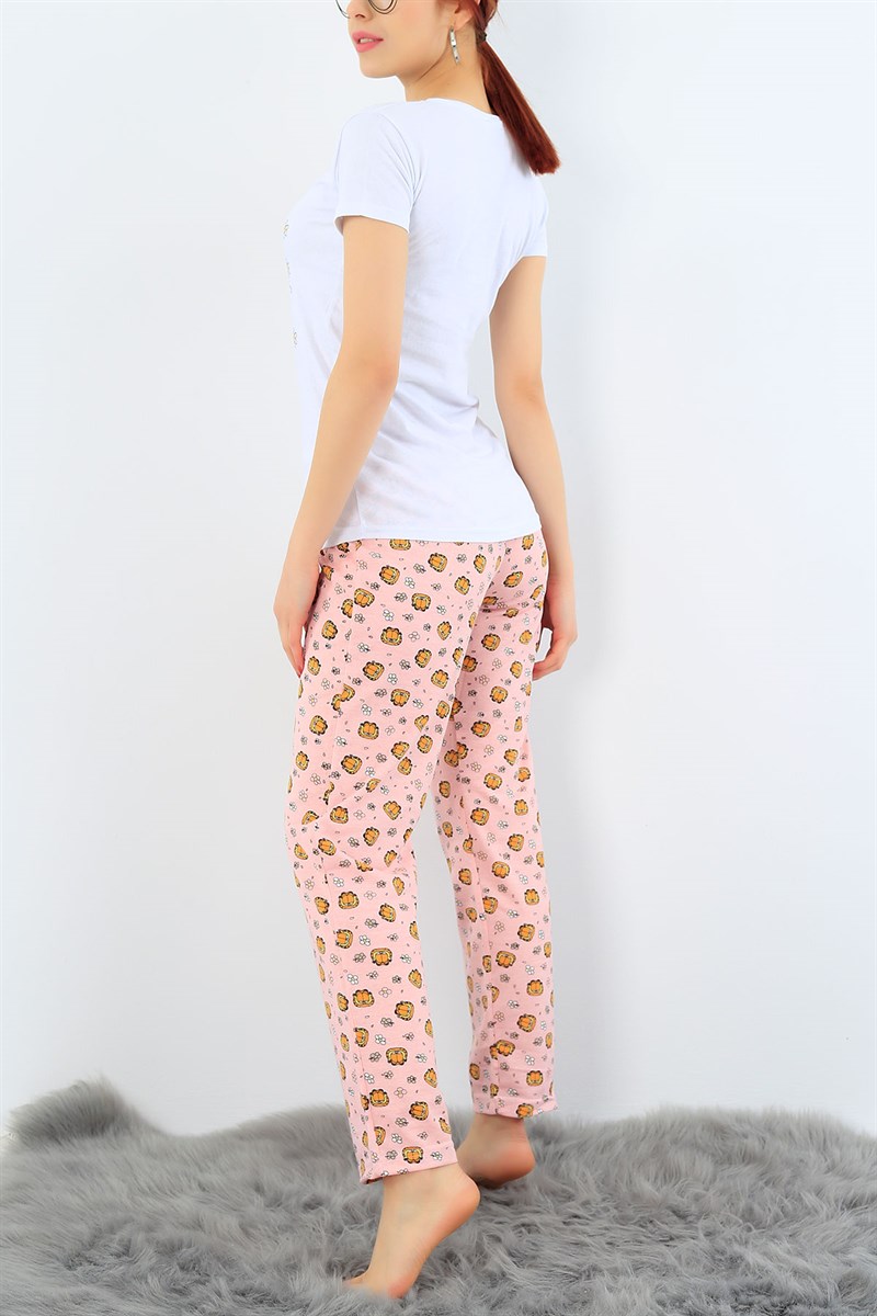 Baskılı Likralı Bayan Pijama Takımı 30978