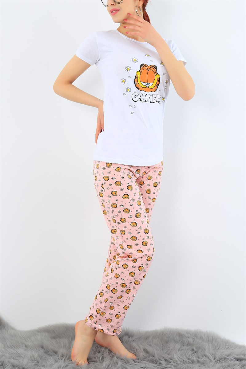 Baskılı Likralı Bayan Pijama Takımı 30978