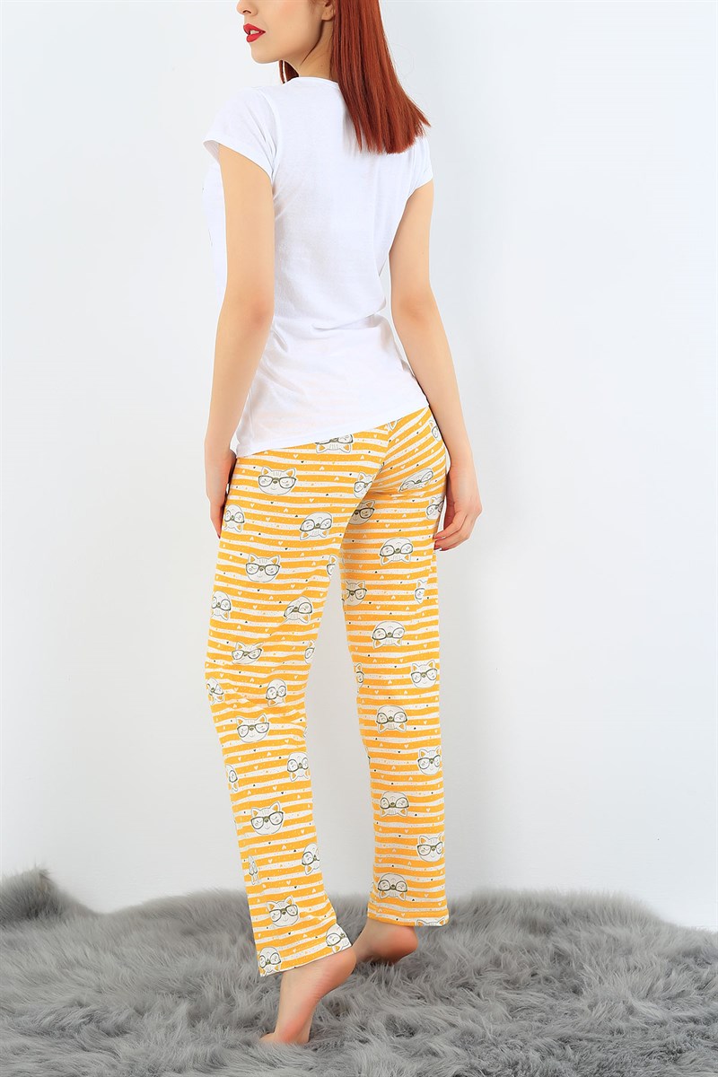 Baskılı Likralı Bayan Pijama Takımı 30980