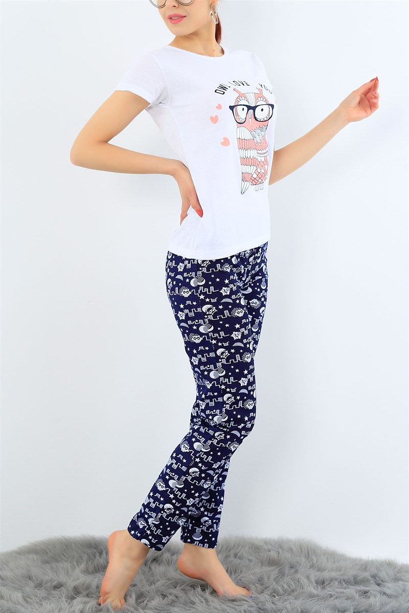 Baskılı Likralı Bayan Pijama Takımı 30985