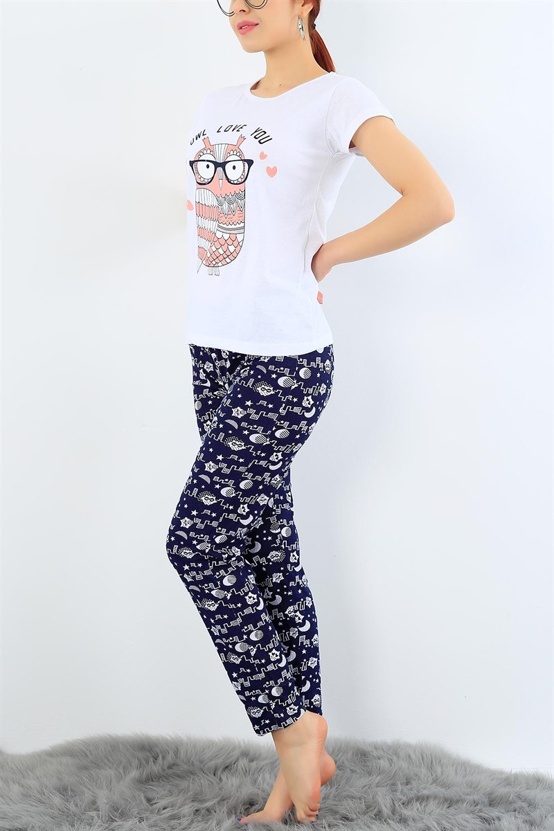 Baskılı Likralı Bayan Pijama Takımı 30985
