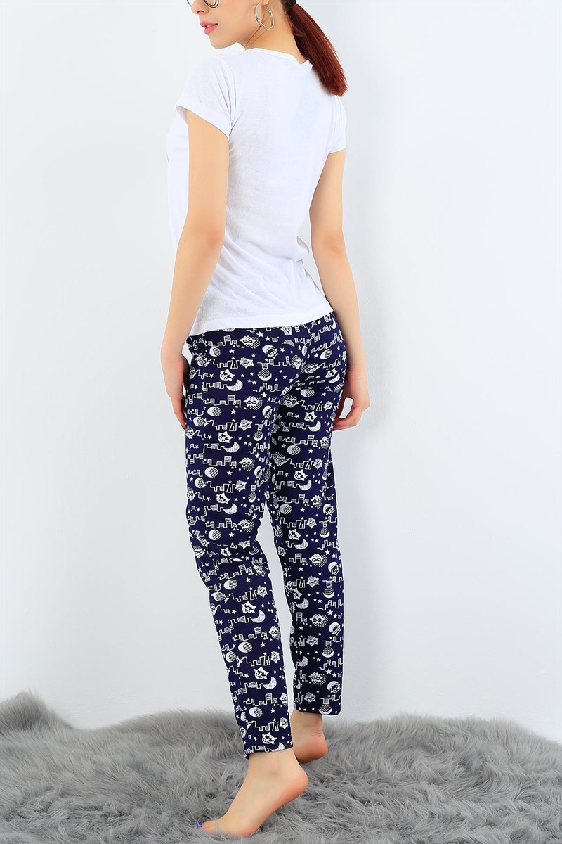 Baskılı Likralı Bayan Pijama Takımı 30985