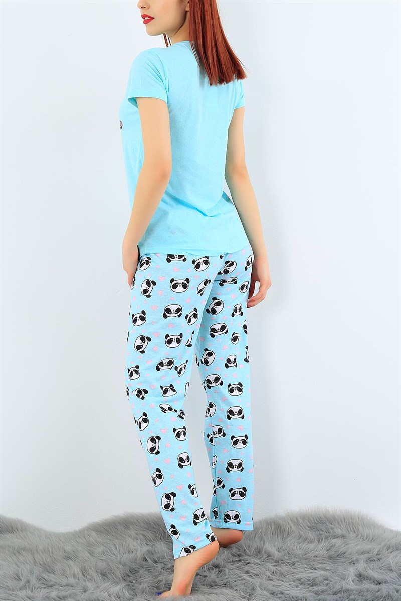 Baskılı Likralı Bayan Pijama Takımı 31000