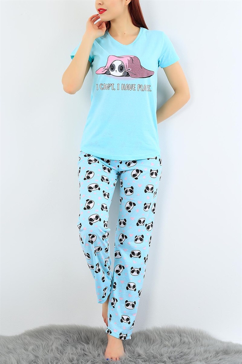 Baskılı Likralı Bayan Pijama Takımı 31000