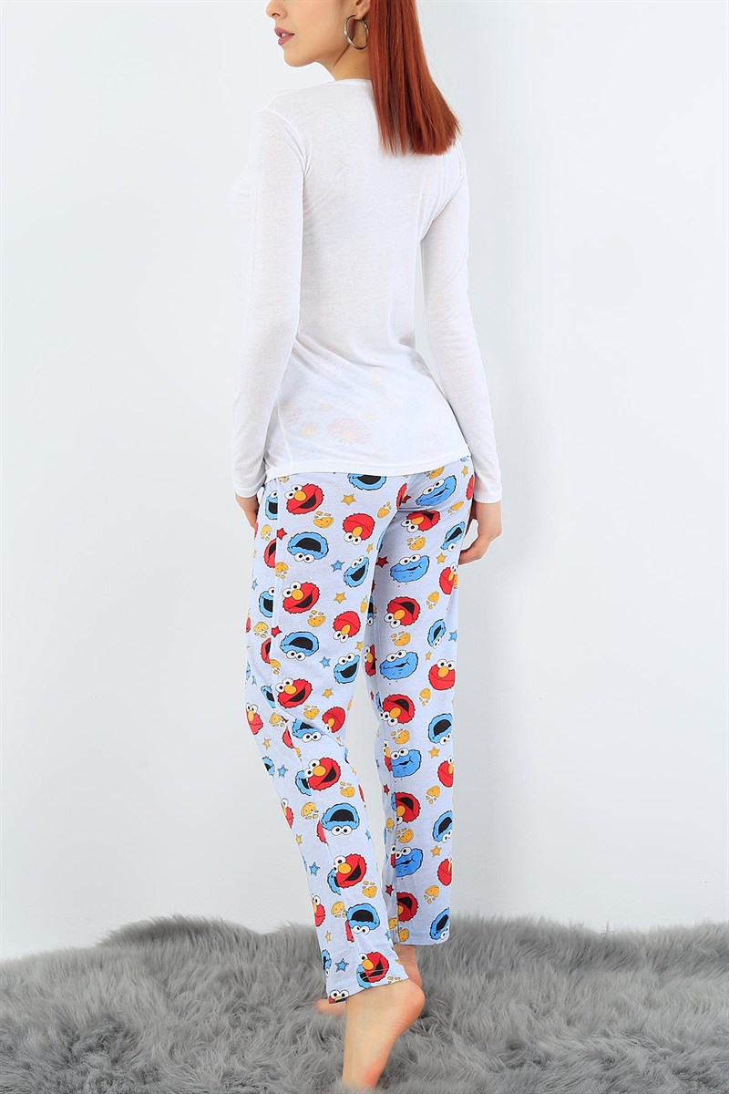 Baskılı Likralı Bayan Pijama Takımı 31177