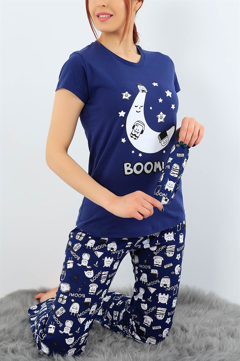 Baskılı Likralı Bayan Pijama Takımı 31351