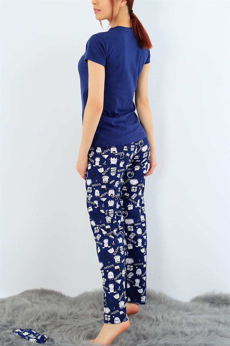 Baskılı Likralı Bayan Pijama Takımı 31351