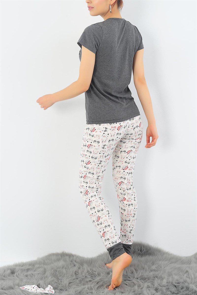 Baskılı Likralı Bayan Pijama Takımı 33003