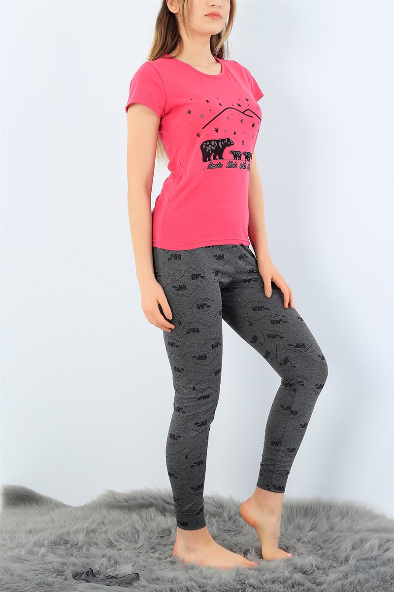 Baskılı Likralı Bayan Pijama Takımı 33950