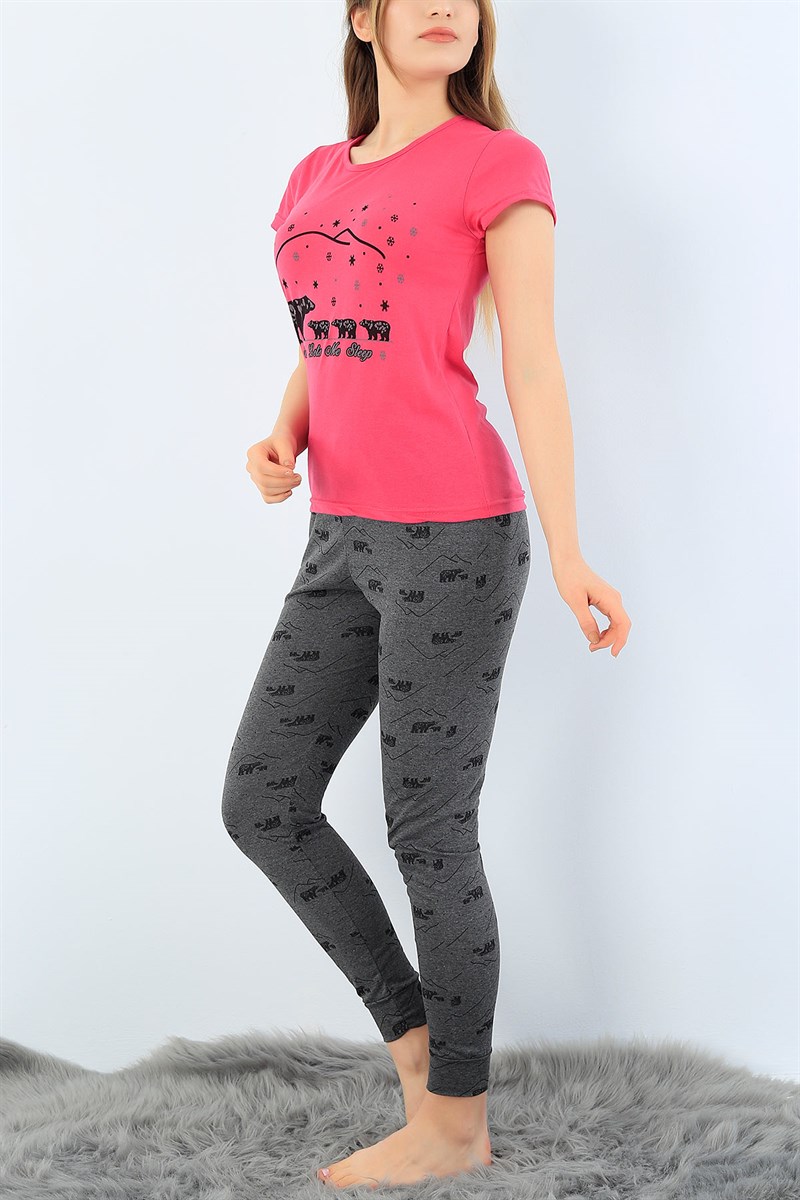 Baskılı Likralı Bayan Pijama Takımı 33950