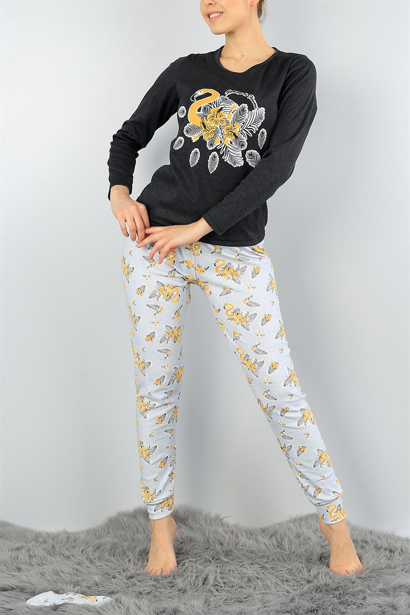 Baskılı Likralı Bayan Pijama Takımı 45786