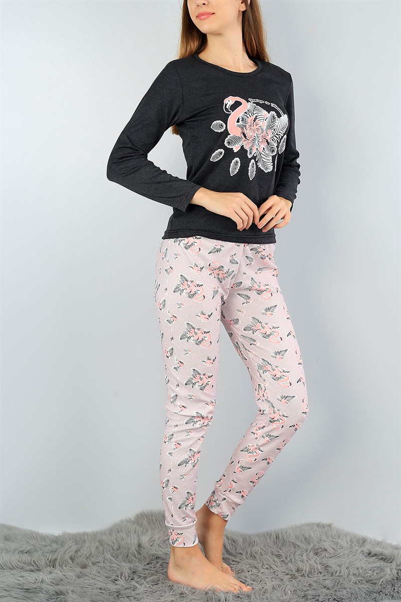Baskılı Likralı Bayan Pijama Takımı 45785