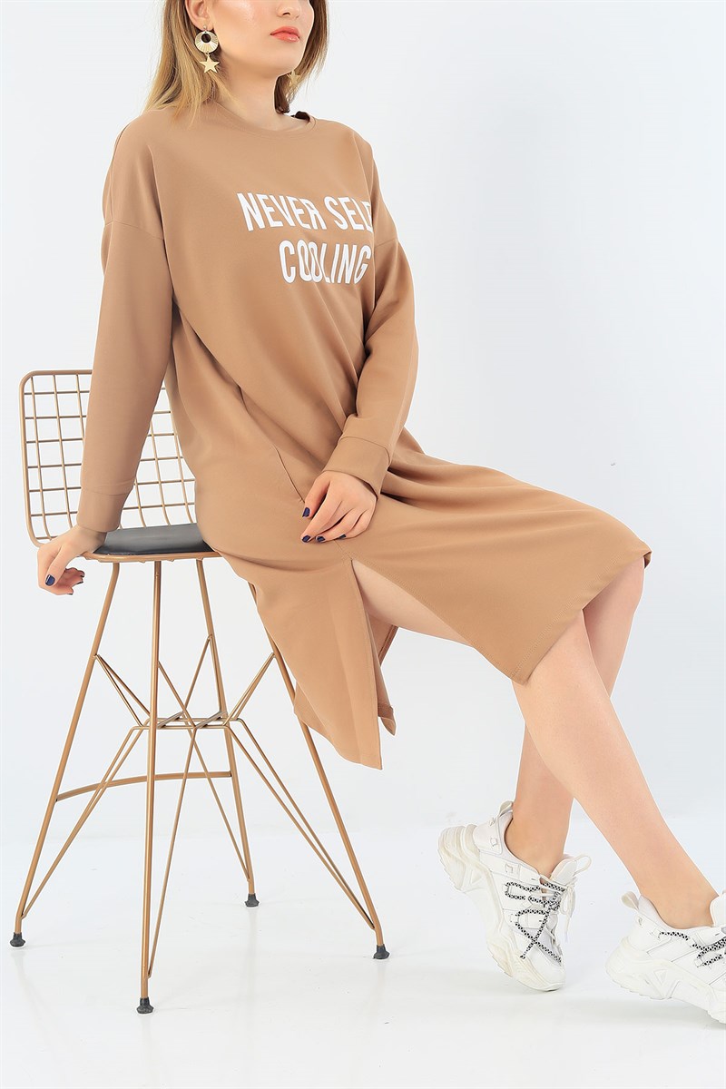 Baskılı Likralı Bisküvi Tunik 37671