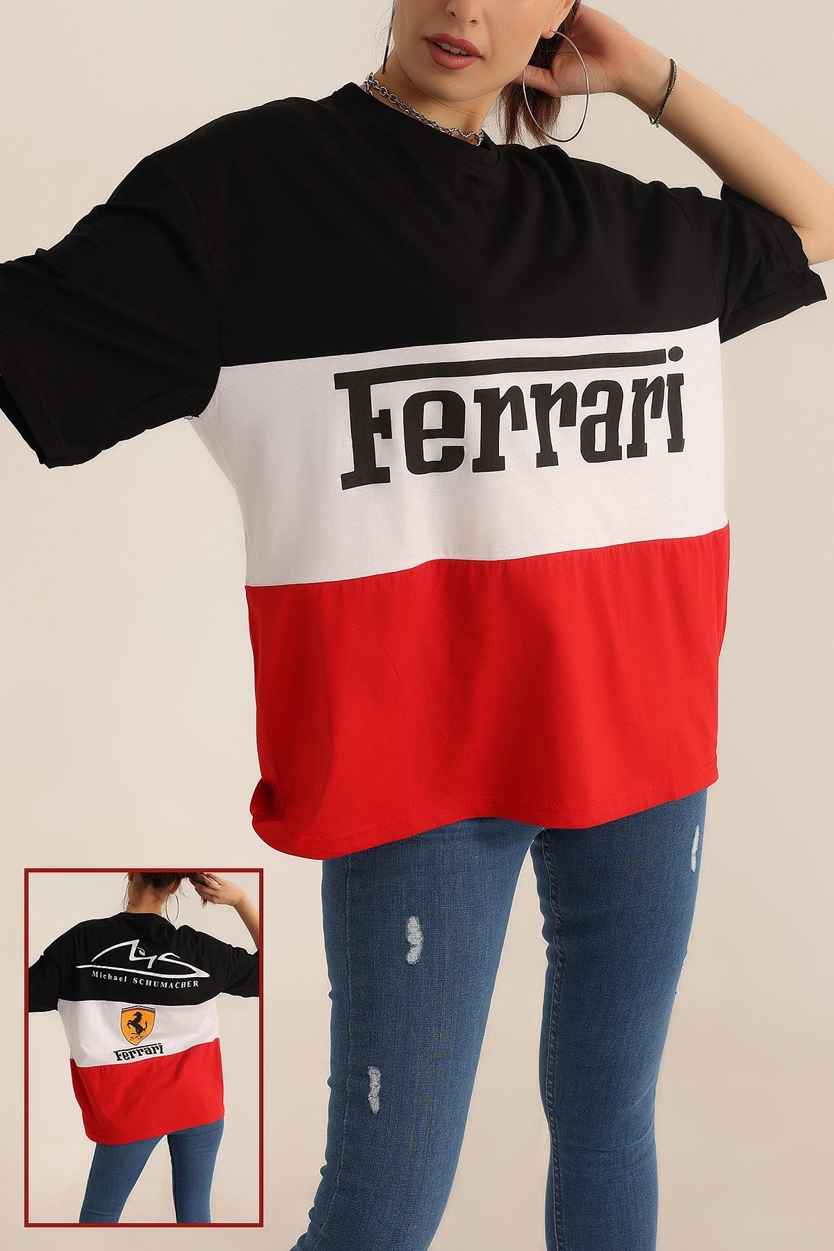 Baskılı Oversize Bayan Tişört 193643