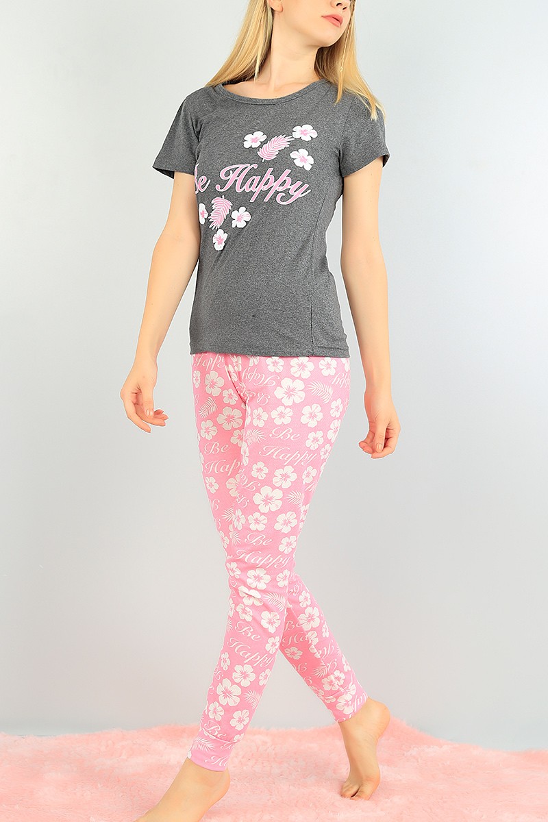 Baskılı Pembe Bayan Pijama Takımı 73456