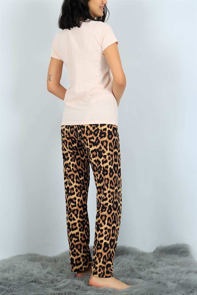 Baskılı Pudra Bayan Pijama Takımı 24311B
