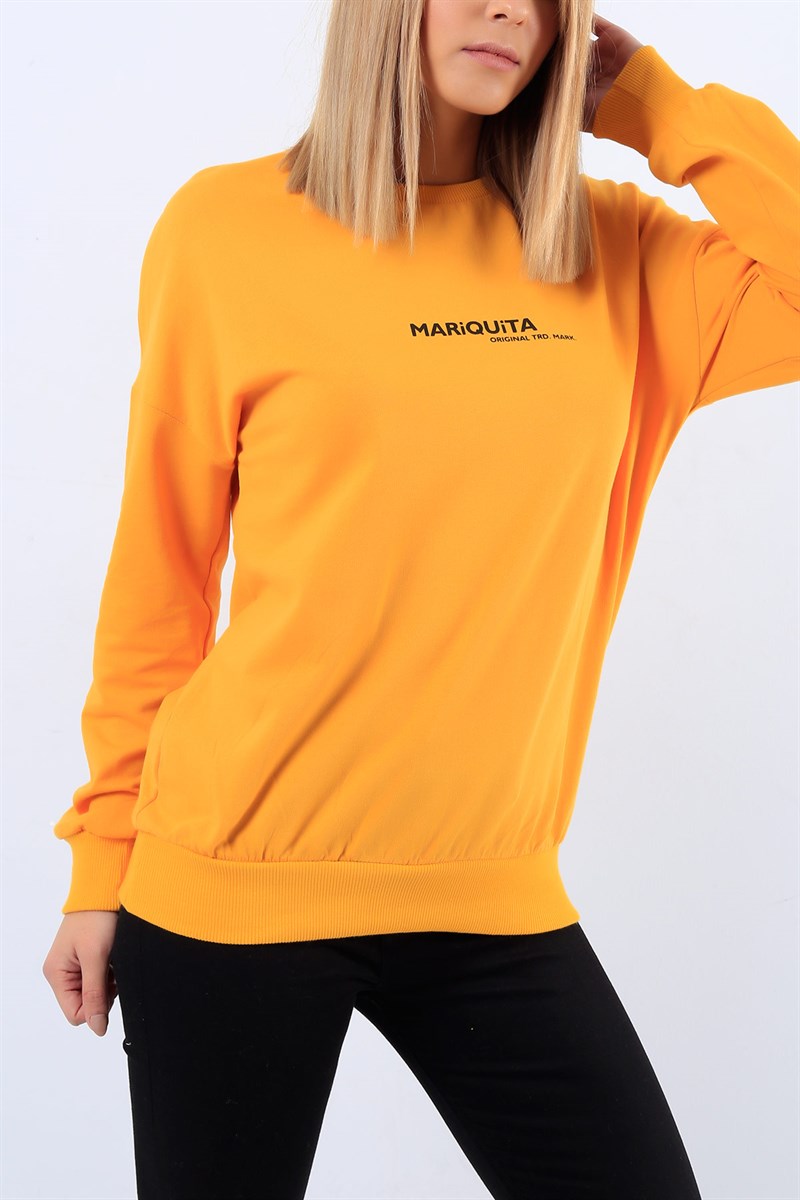 Baskılı Sarı Bayan Sweat 20631B