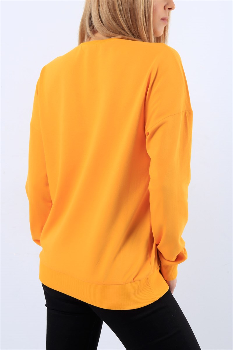 Baskılı Sarı Bayan Sweat 20631B