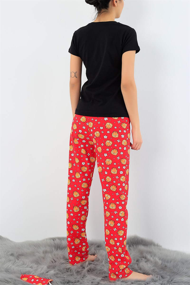 Baskılı Siyah Bayan Pijama Takımı 29156B