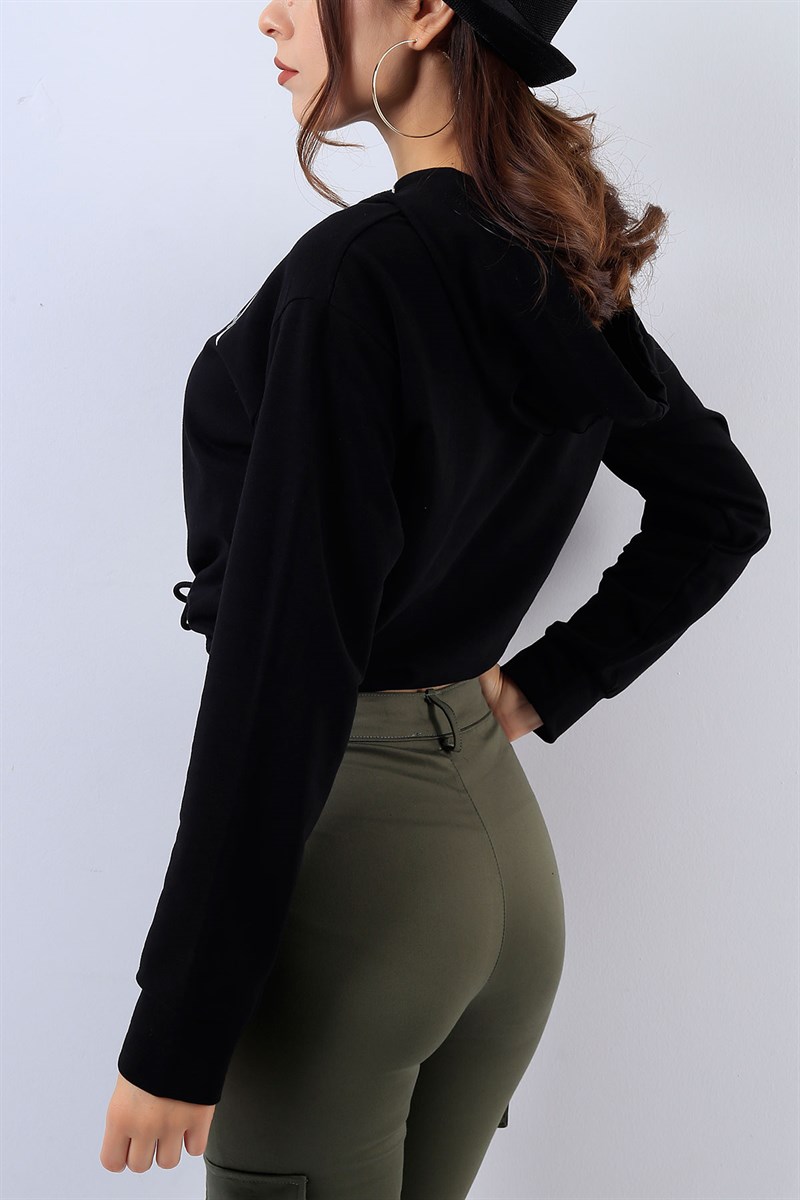 Baskılı Siyah Bayan Sweat 17724B