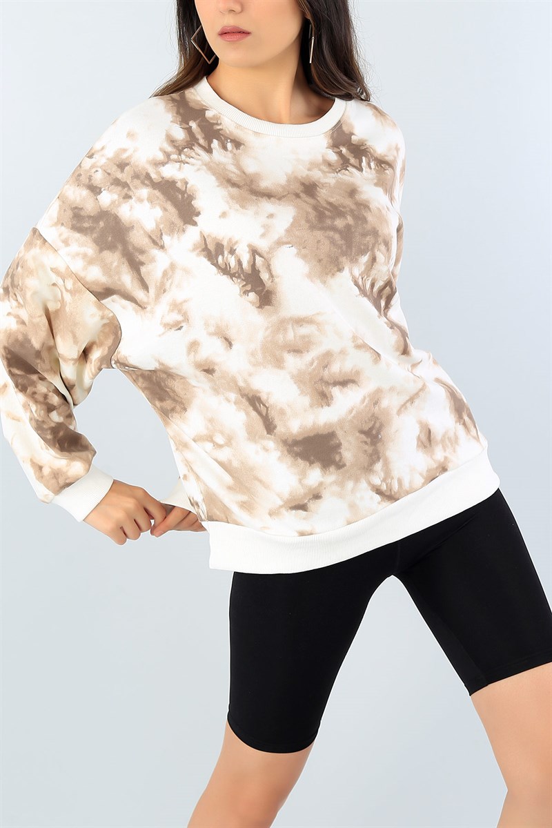 Batik Desenli Likralı Bayan Sweat 43691