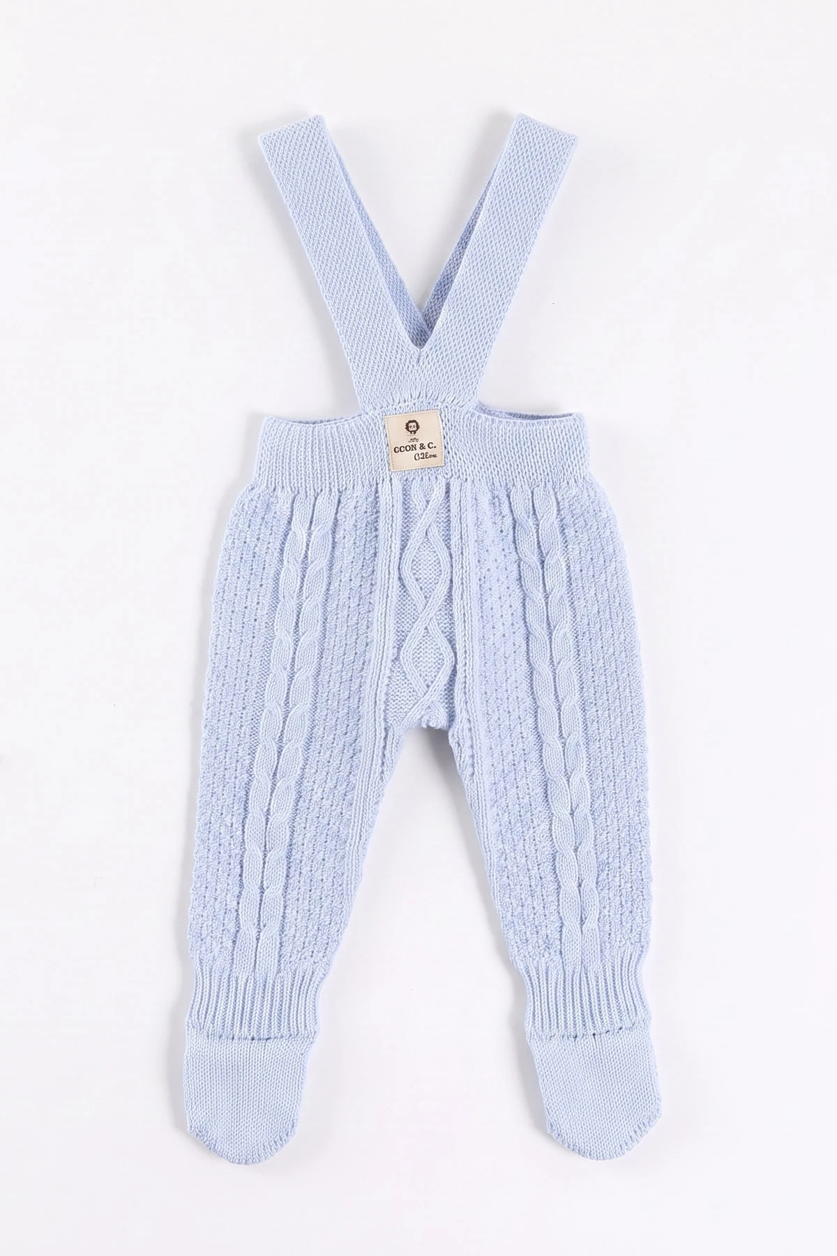Bebe Mavisi (0-12 Ay) Örgülü Ayaklı Erkek Bebek Triko Salopet 474328