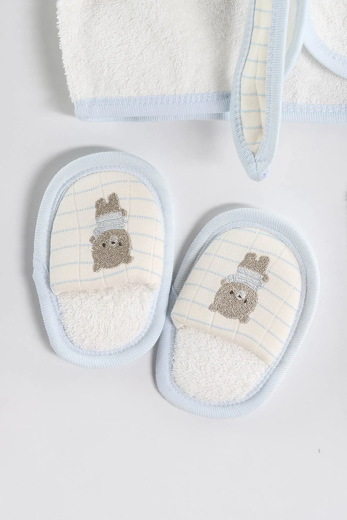Bebe Mavisi (0-12 Ay) Panda Nakışlı   4'lü  Bebek Bornoz Seti 436110