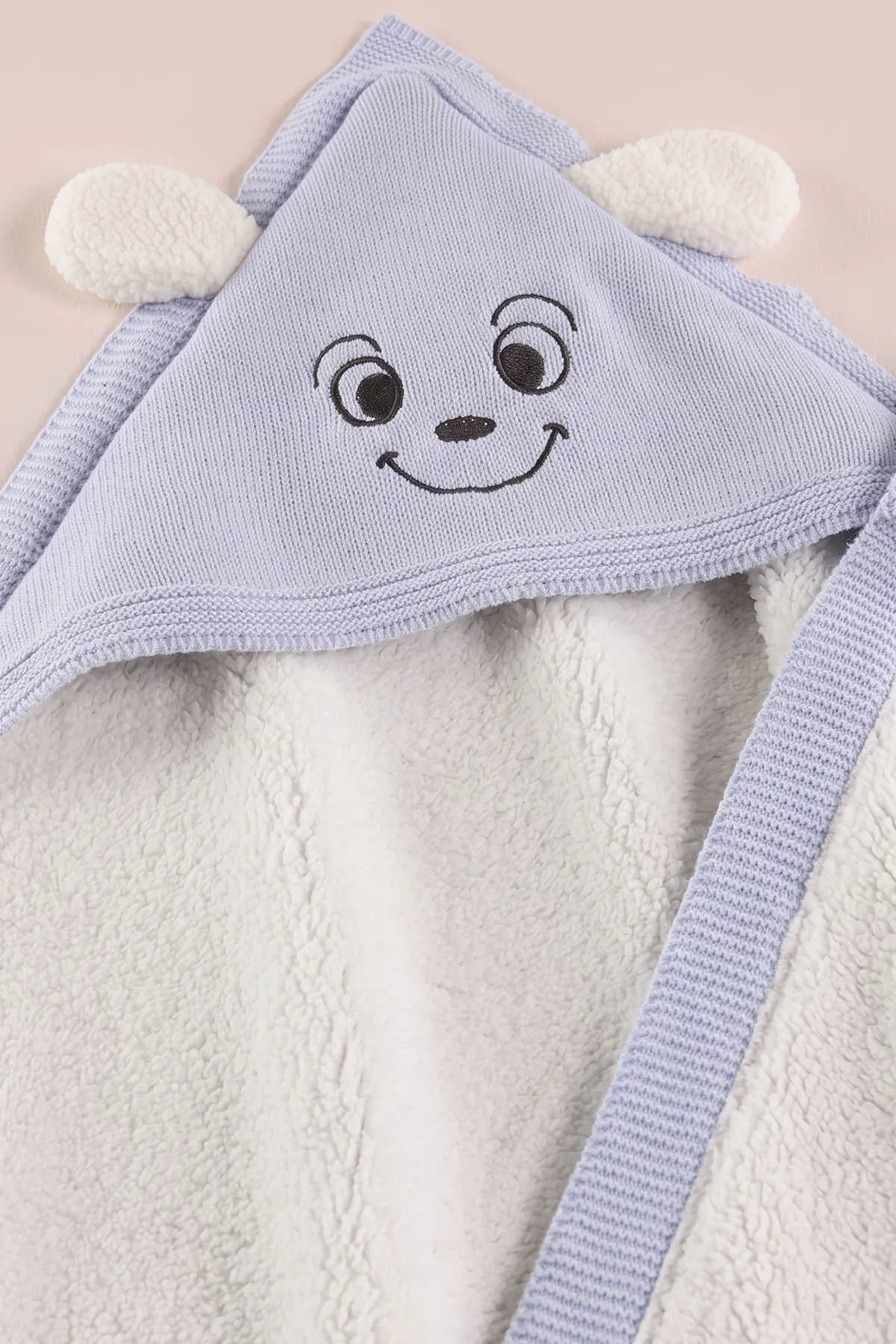 Bebe Mavisi (0-12 Ay)Nakışlı Kulaklı Wellsoft Triko Bebek Battaniye 476443