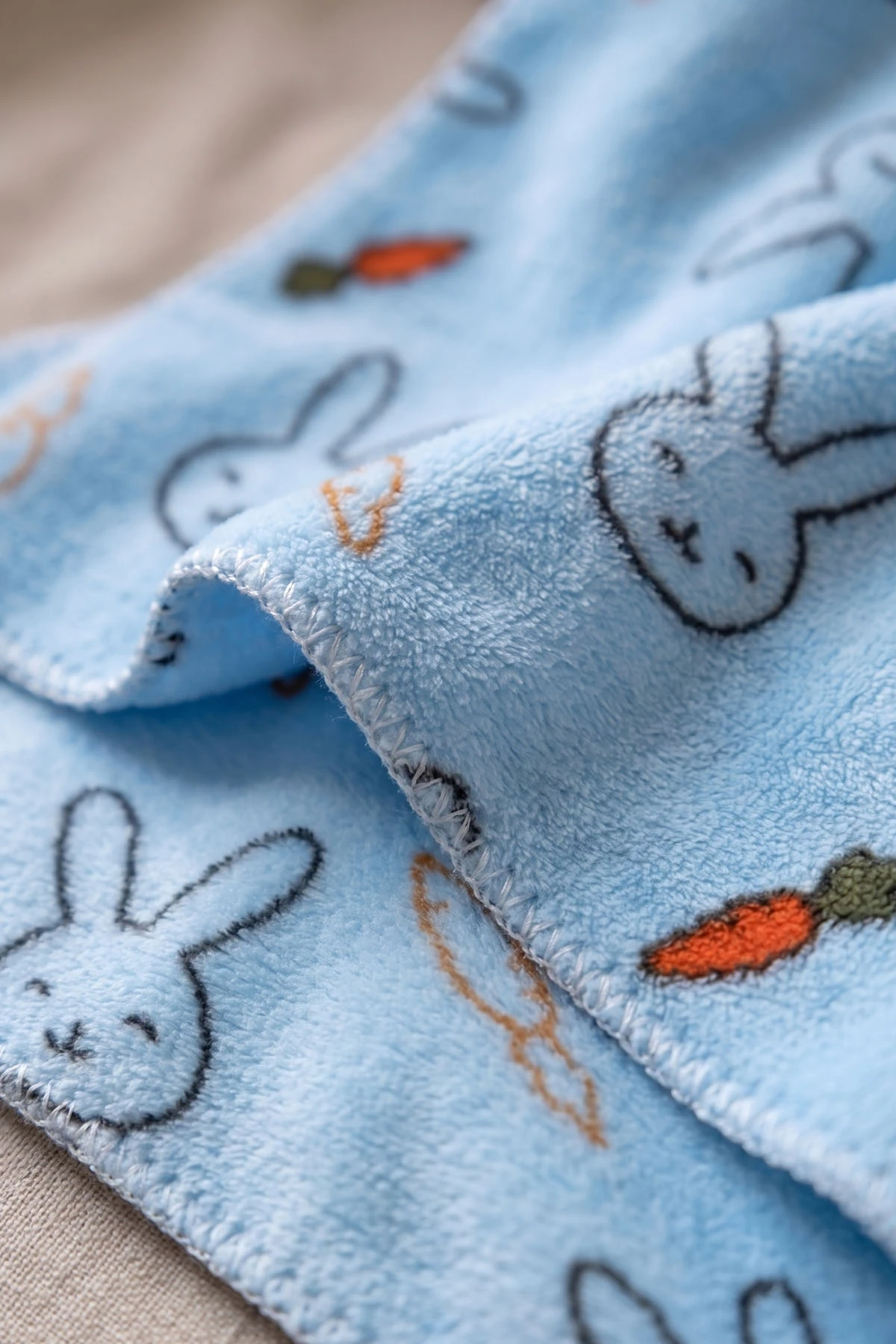 Bebe Mavisi (0-18 Ay) Tavşan Desenlii  Peluş  Bebek Battaniye 477431