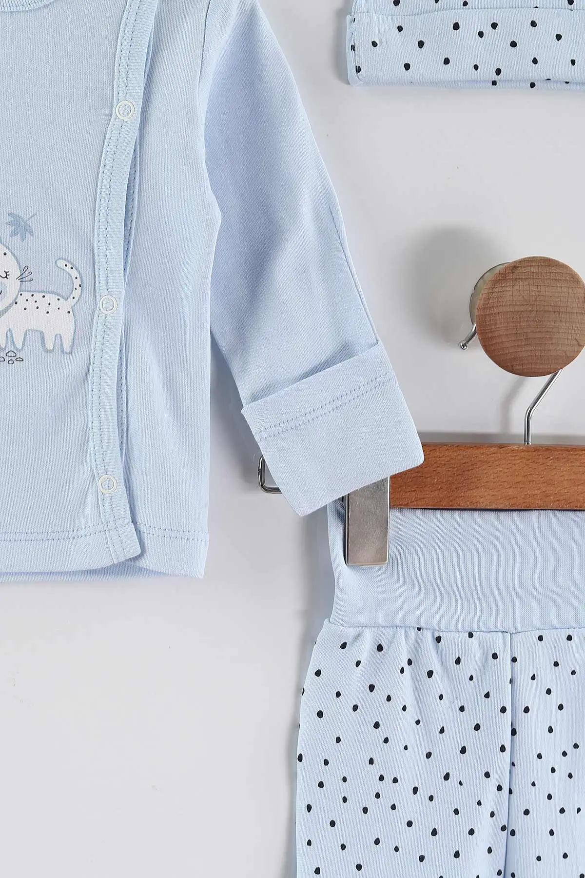 Bebe Mavisi (0-3 Ay) Koala  Baskılı   Patikli Unisex Bebek 3'lü Zıbın Takım 453782