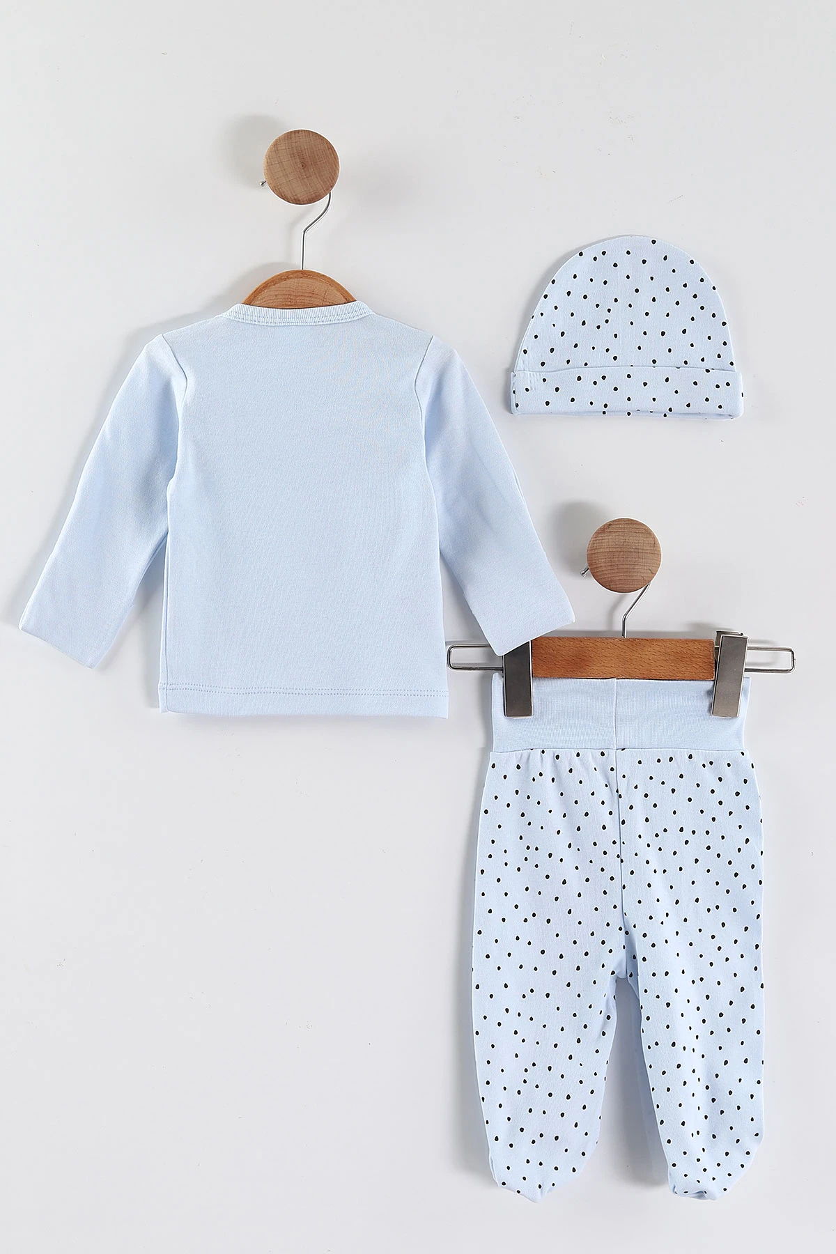 Bebe Mavisi (0-3 Ay) Koala  Baskılı   Patikli Unisex Bebek 3'lü Zıbın Takım 453782