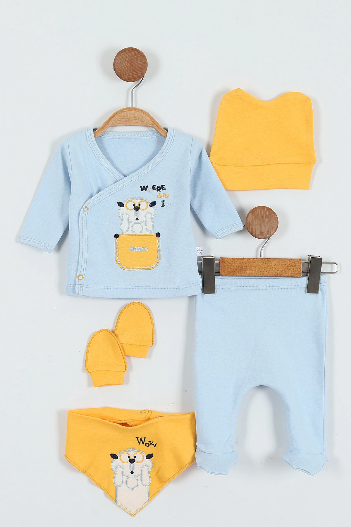 Bebe Mavisi (0-3 Ay) Rakun Nakışlı Erkek Bebe Takım 289088