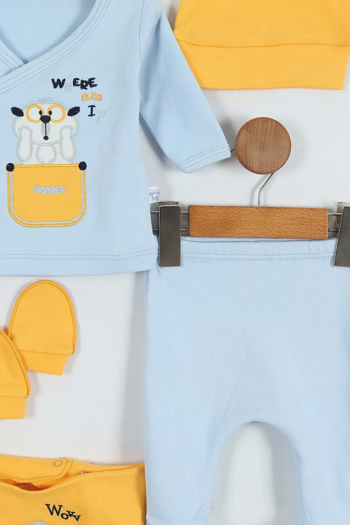 Bebe Mavisi (0-3 Ay) Rakun Nakışlı Erkek Bebe Takım 289088
