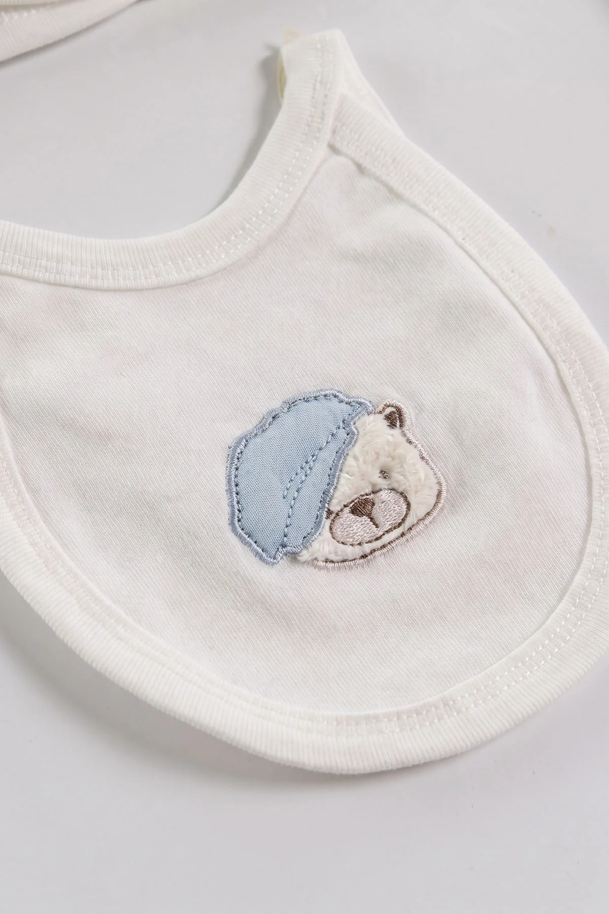 Bebe Mavisi (0-3 Ay) Şapkalı Ayı  Nakışlı 10'lu Erkek Bebek Zıbın Seti 475461