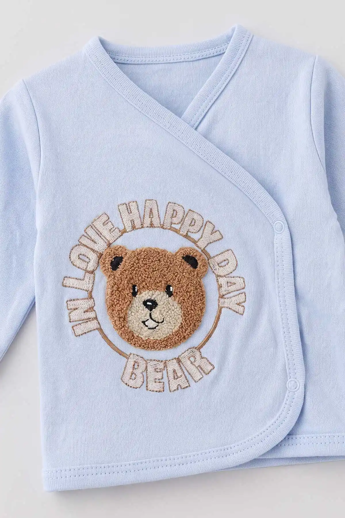 Bebe Mavisi (0-3 Ay)Happy Bear   Nakışlı  Patikli 5'li Erkek Bebek Takım 479312