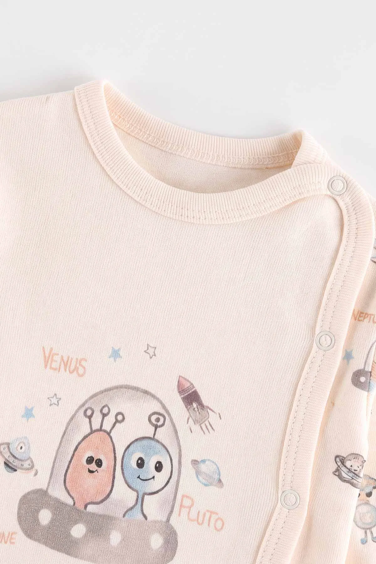 Bebe Mavisi (0-3 Ay)Uzay Baskılı  Patikli  3'lü Erkek Bebek Takım 477139
