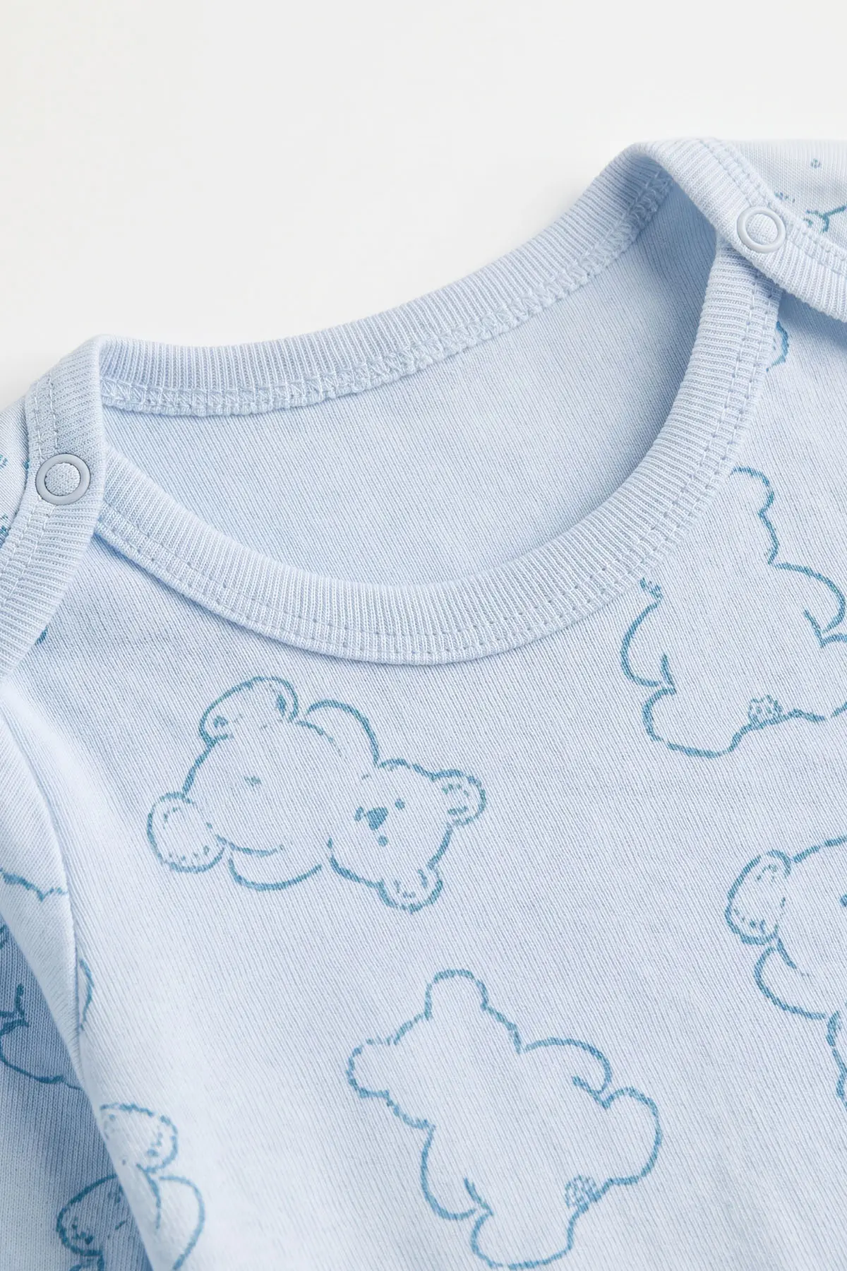 Bebe Mavisi (0-3 Yaş) Ayı Desenli Uzun Kol Bebek &Çocuk Çıtçıtlı Badi 482386