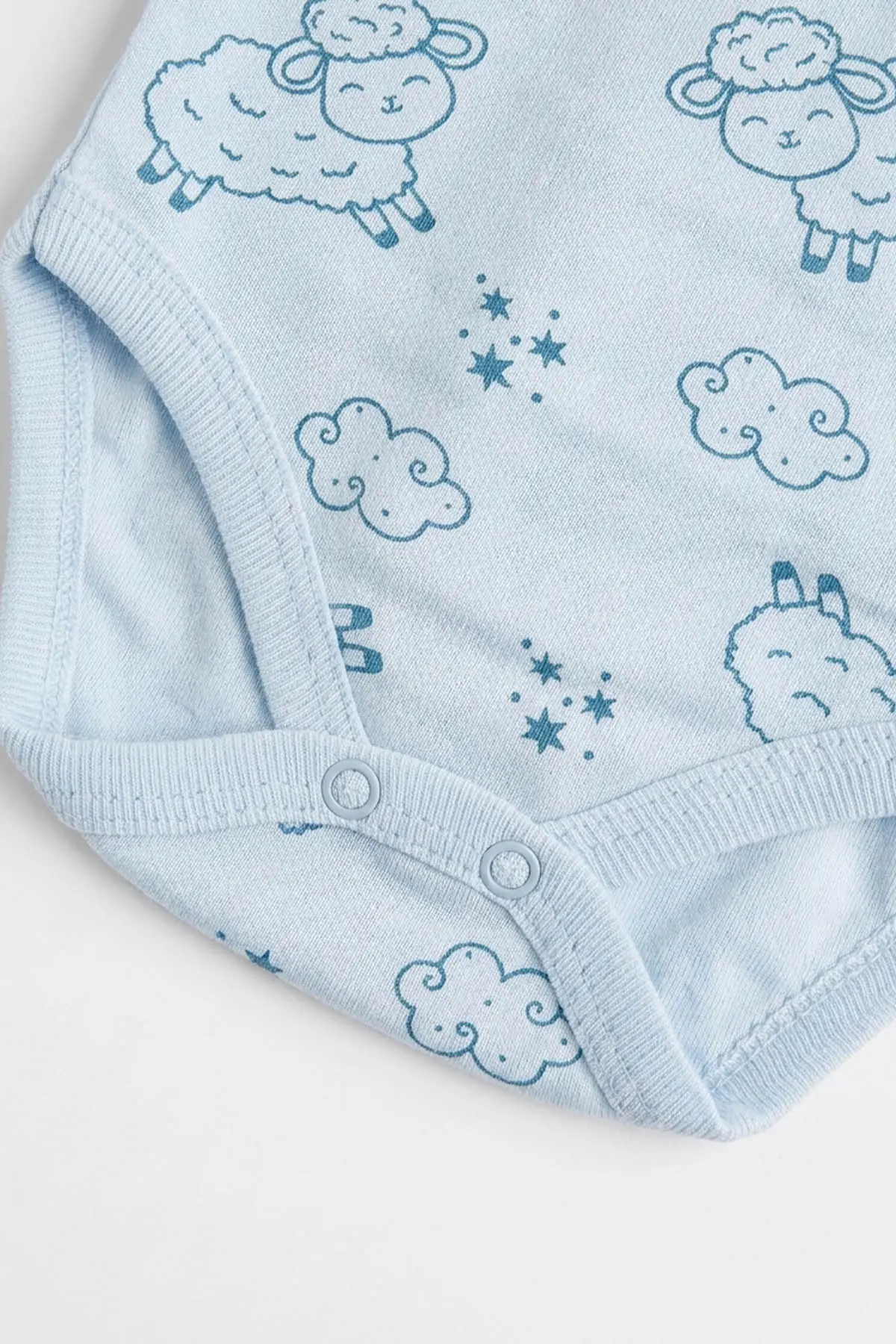 Bebe Mavisi (0-3 Yaş) Kuzu Desenli Uzun Kol Bebek &Çocuk Çıtçıtlı Badi 482403
