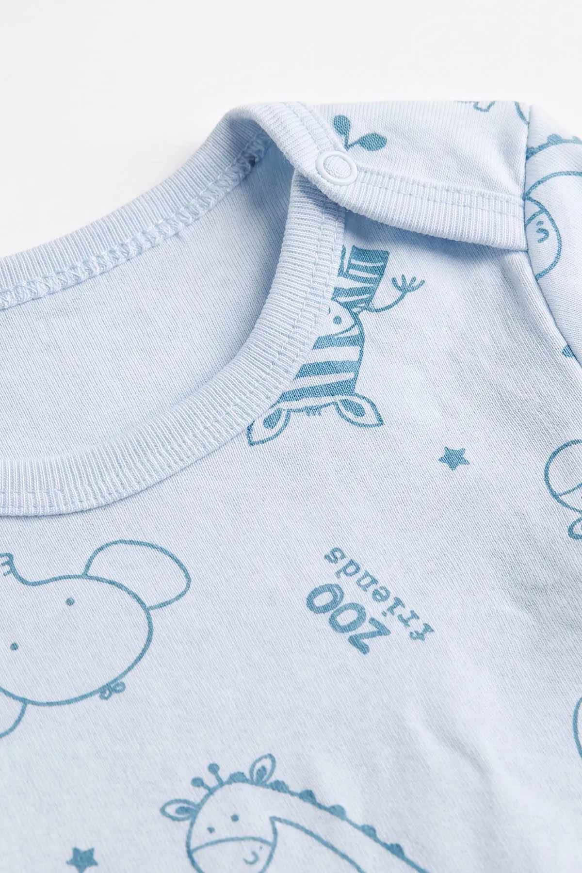Bebe Mavisi (0-3 Yaş) Safari Desenli Uzun Kol Bebek &Çocuk Çıtçıtlı Badi 482379