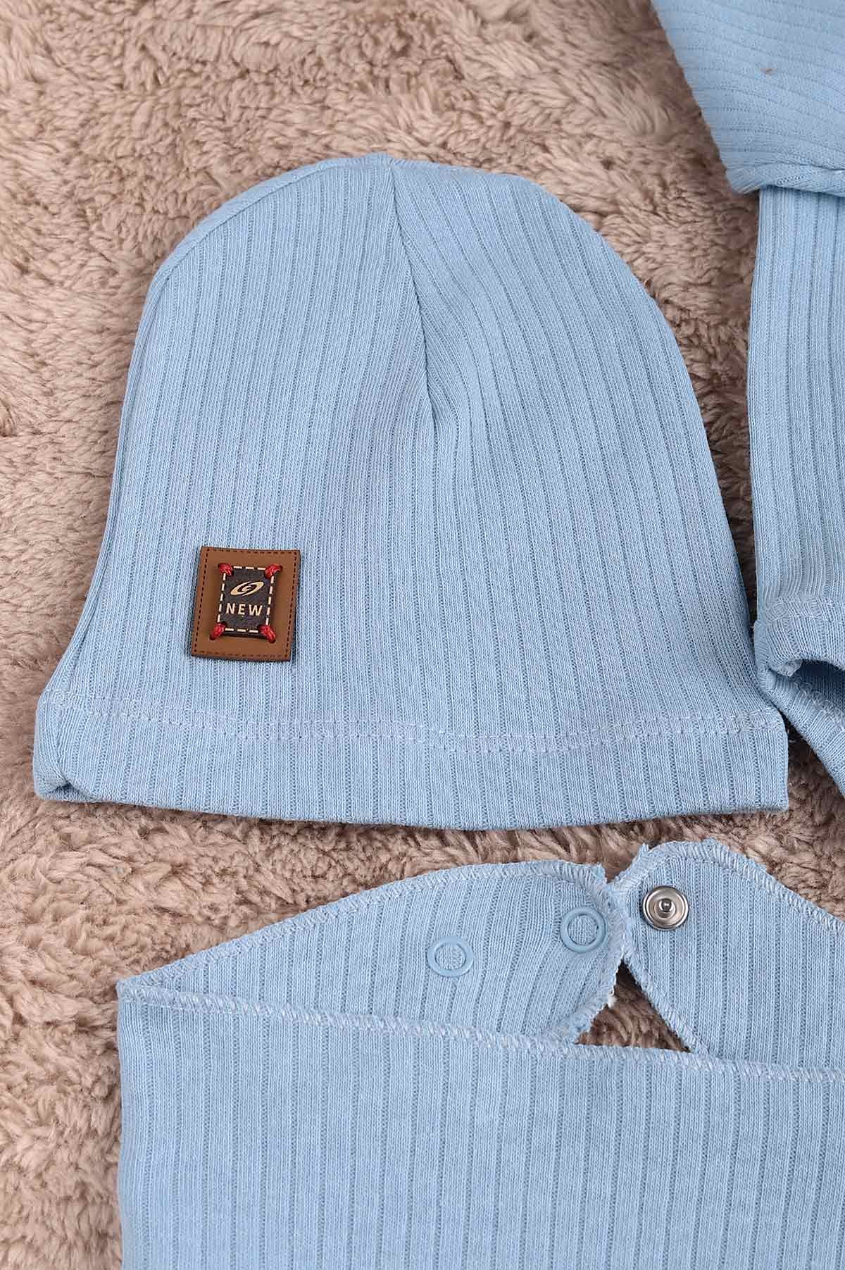 Bebe Mavisi (0-6 Ay) Ayı Nakışlı Erkek Bebe Takım 183869
