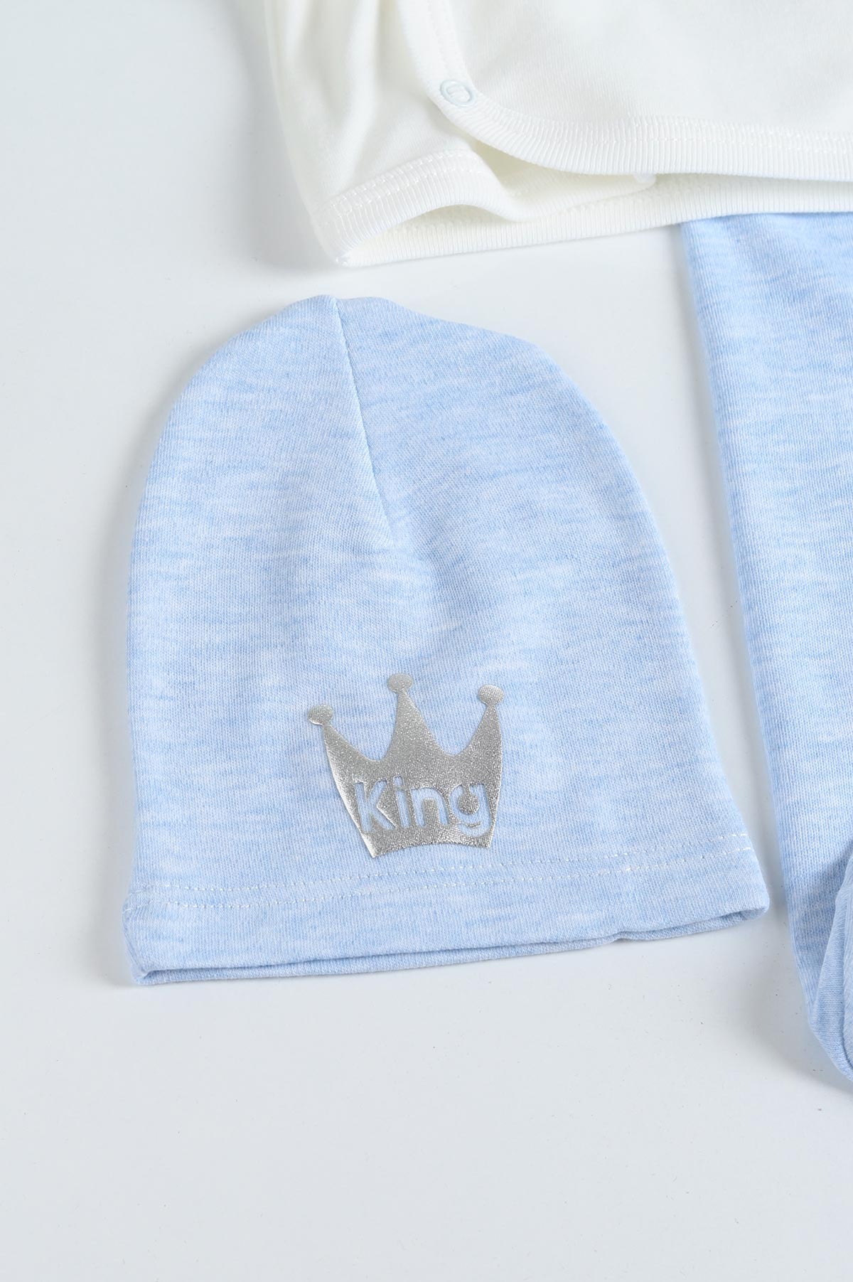Bebe Mavisi (0-6 Ay) King Nakışlı Çıtçıtlı Erkek Bebe Takım 207117